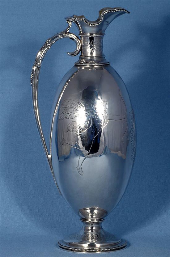 A mid Victorian silver wine ewer, by George Richards Elkington, Height 311mm Weight 21.1oz/658grms